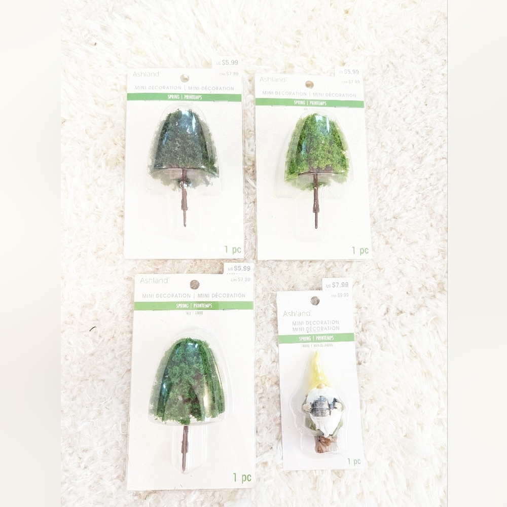 Ashland Mini Spring Decorations Trees and Gnome NWT